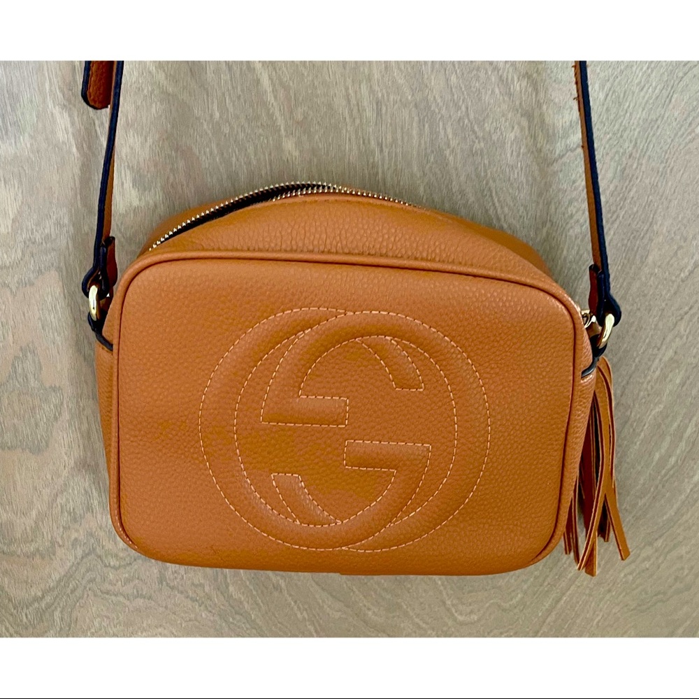 Gucciii knockoff tan fake leather crossbody purse